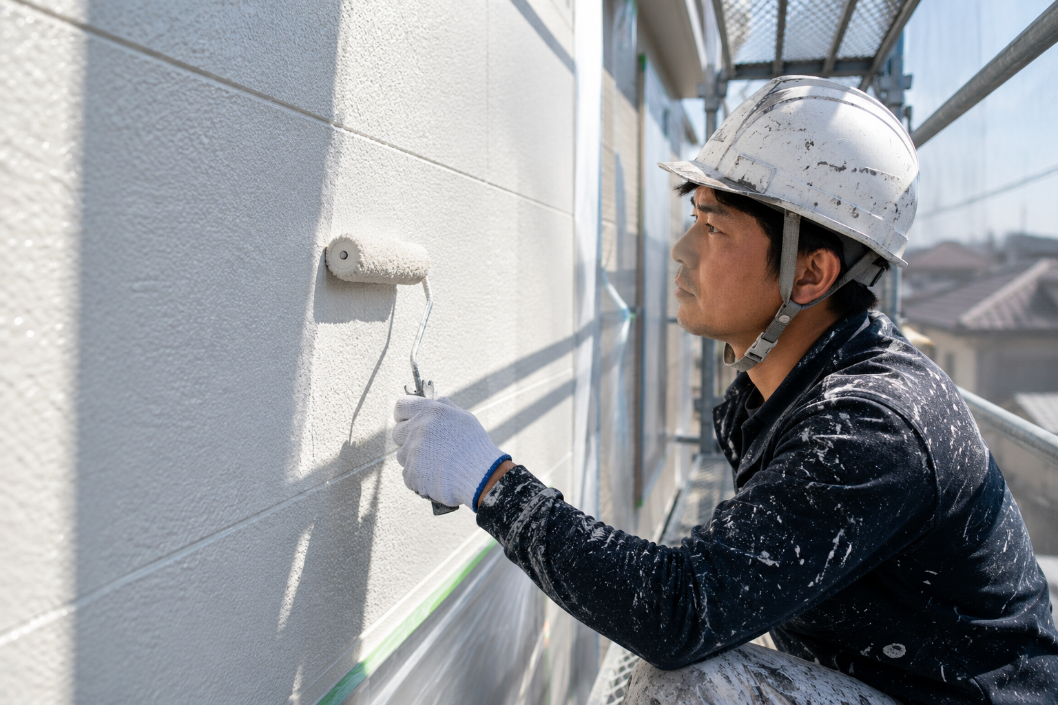 外壁塗装工事を行う萩原塗装の職人